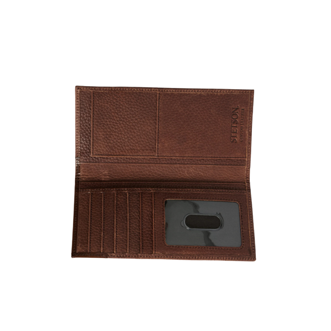Stetson Men's Steer Head Checkbook Brown Wallet