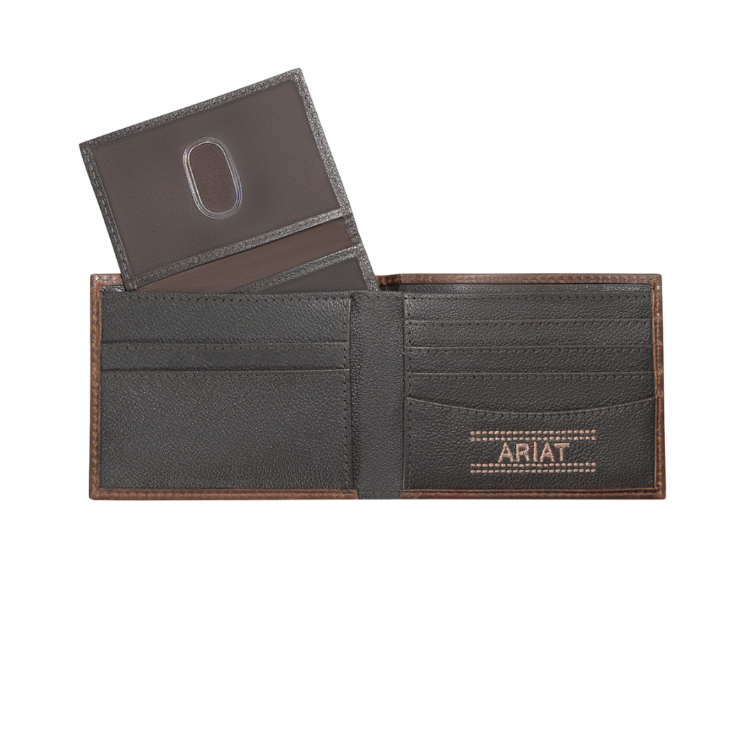 Ariat Men's Bifold Pass Case Dark Brown Wallet