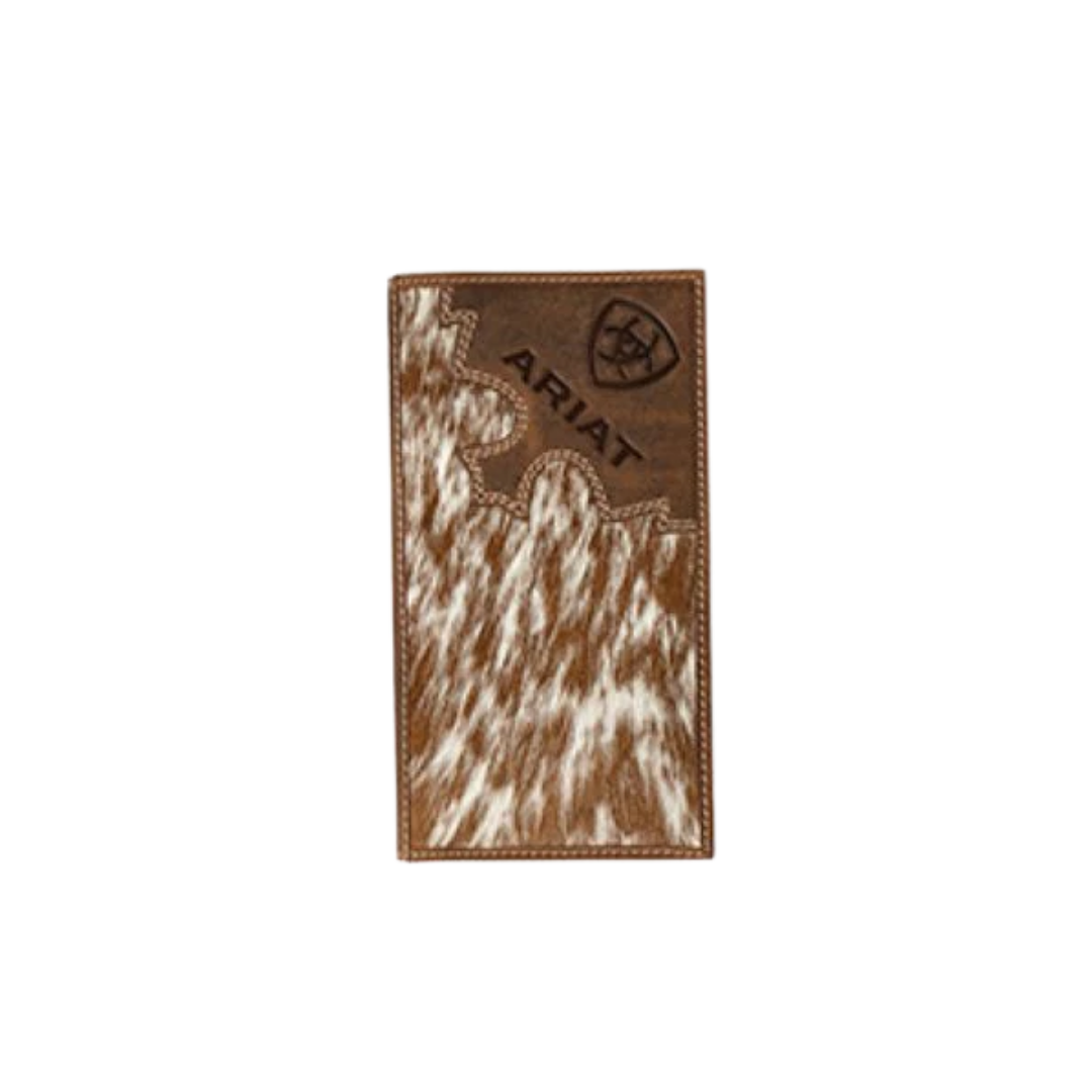 Ariat Men's Brindle Calf Hair Leather Crazy Brown Wallet