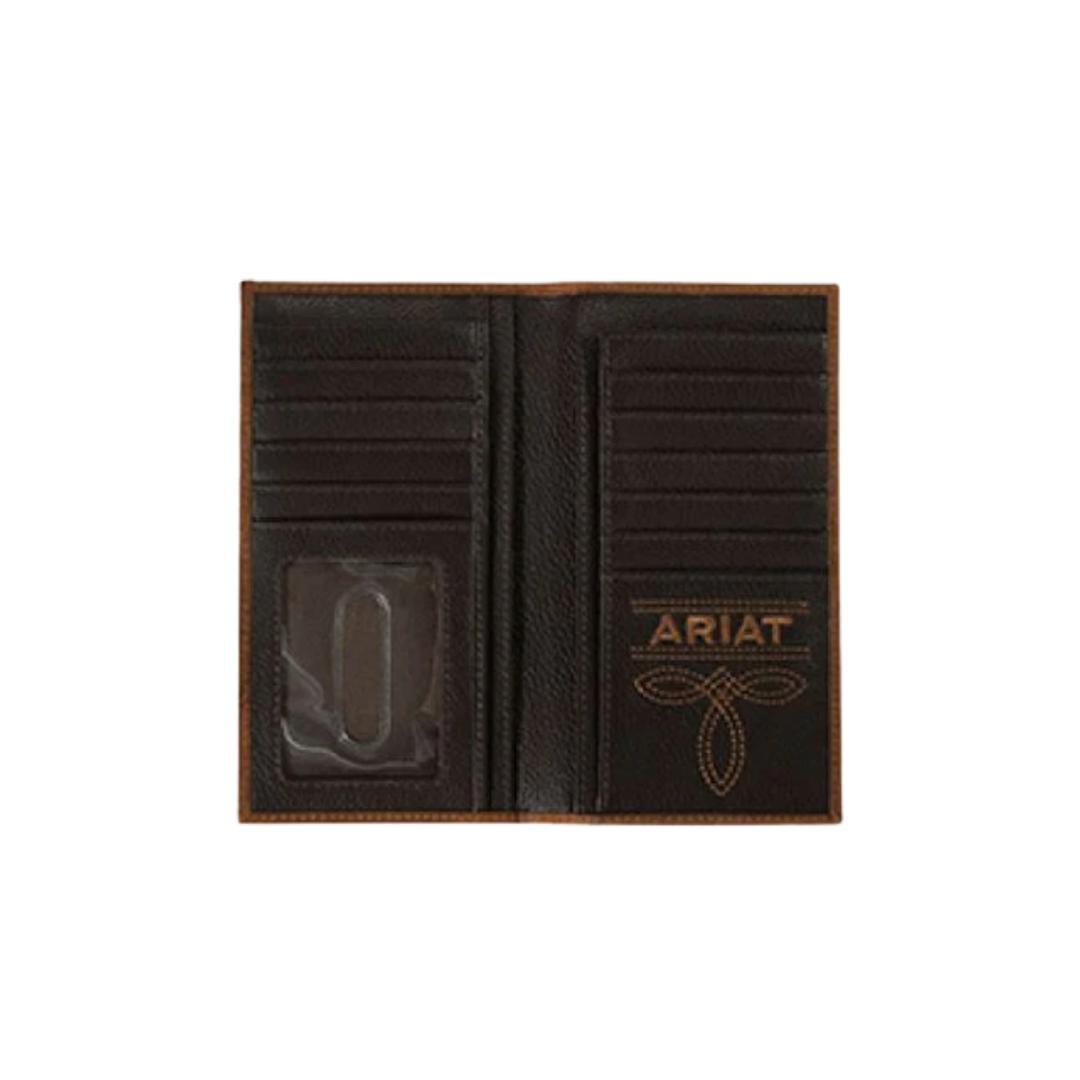 Ariat Men's Brindle Calf Hair Leather Crazy Brown Wallet