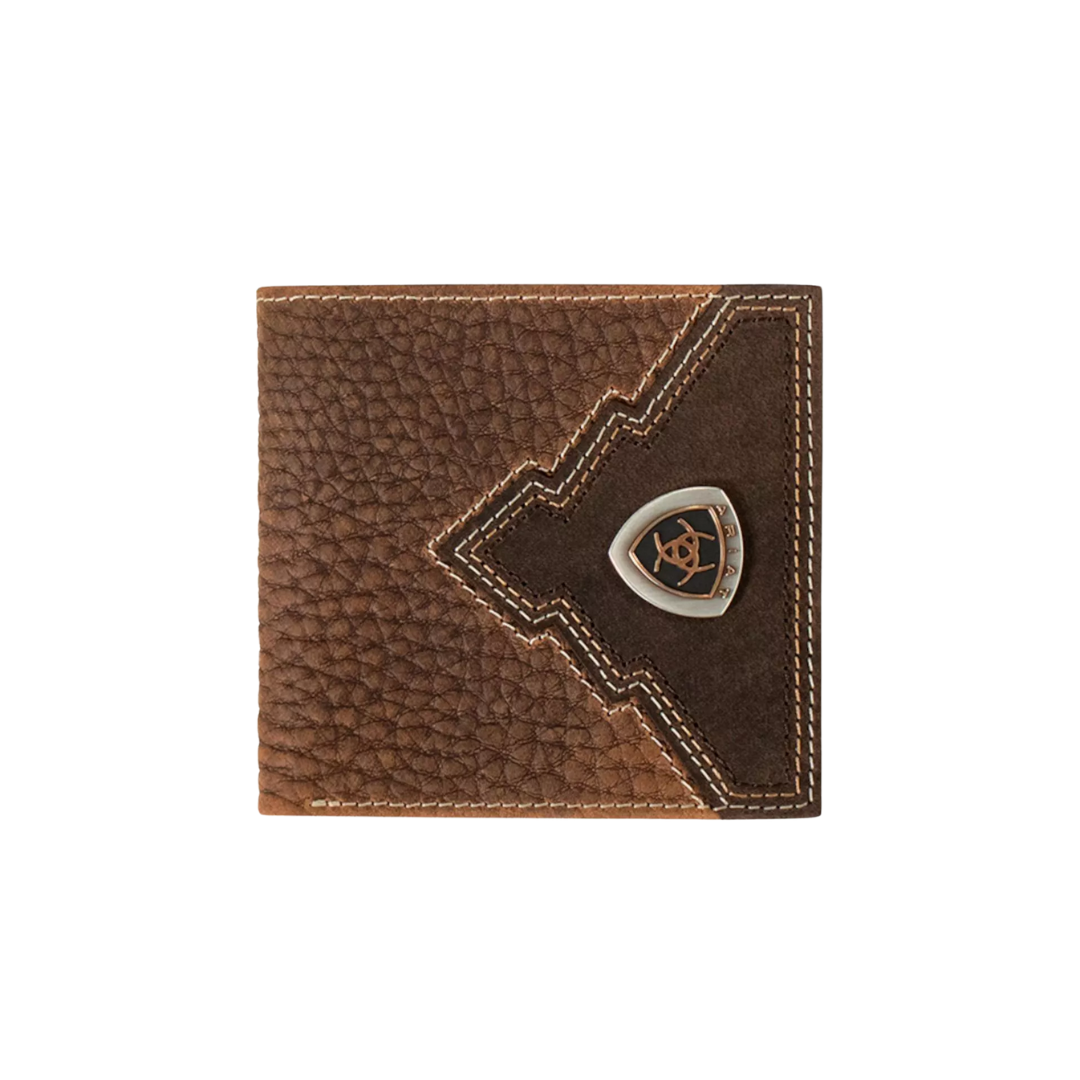 Ariat Men's Bifold Leather Concho Brown Wallet