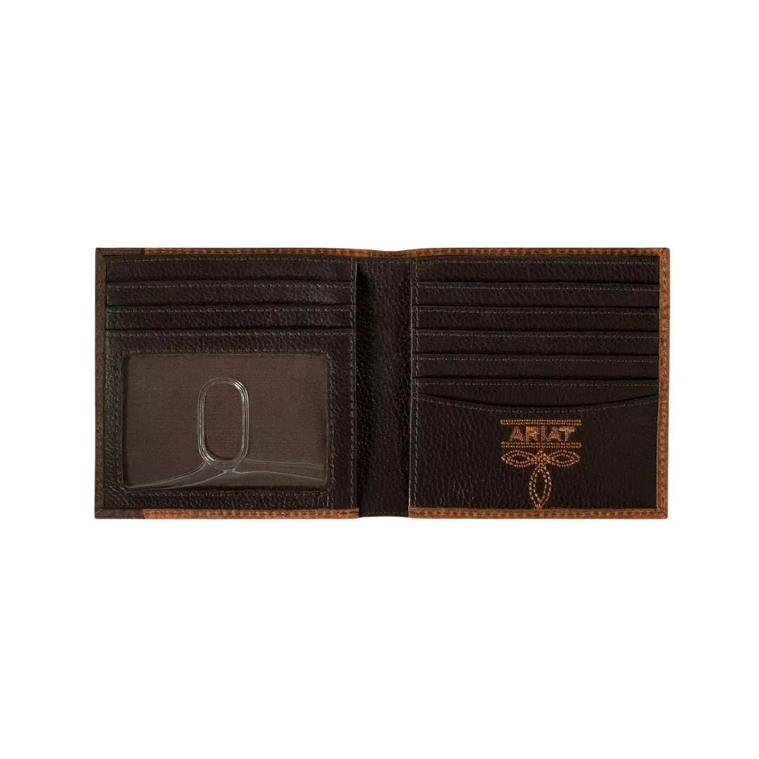 Ariat Men's Bifold Leather Concho Brown Wallet