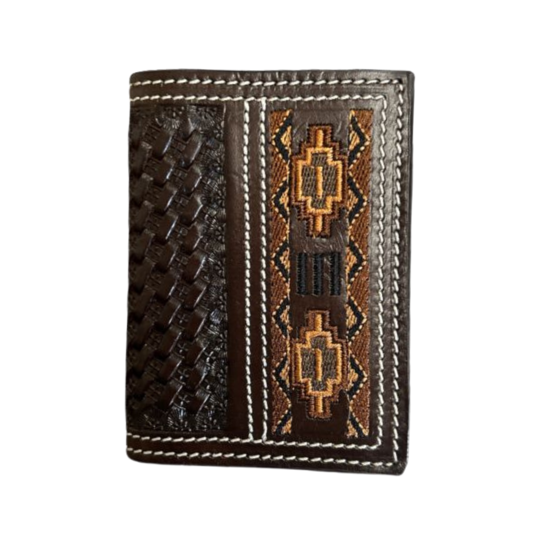 Ranger Belt Co Men's Basket Weave Dark Brown Wallet