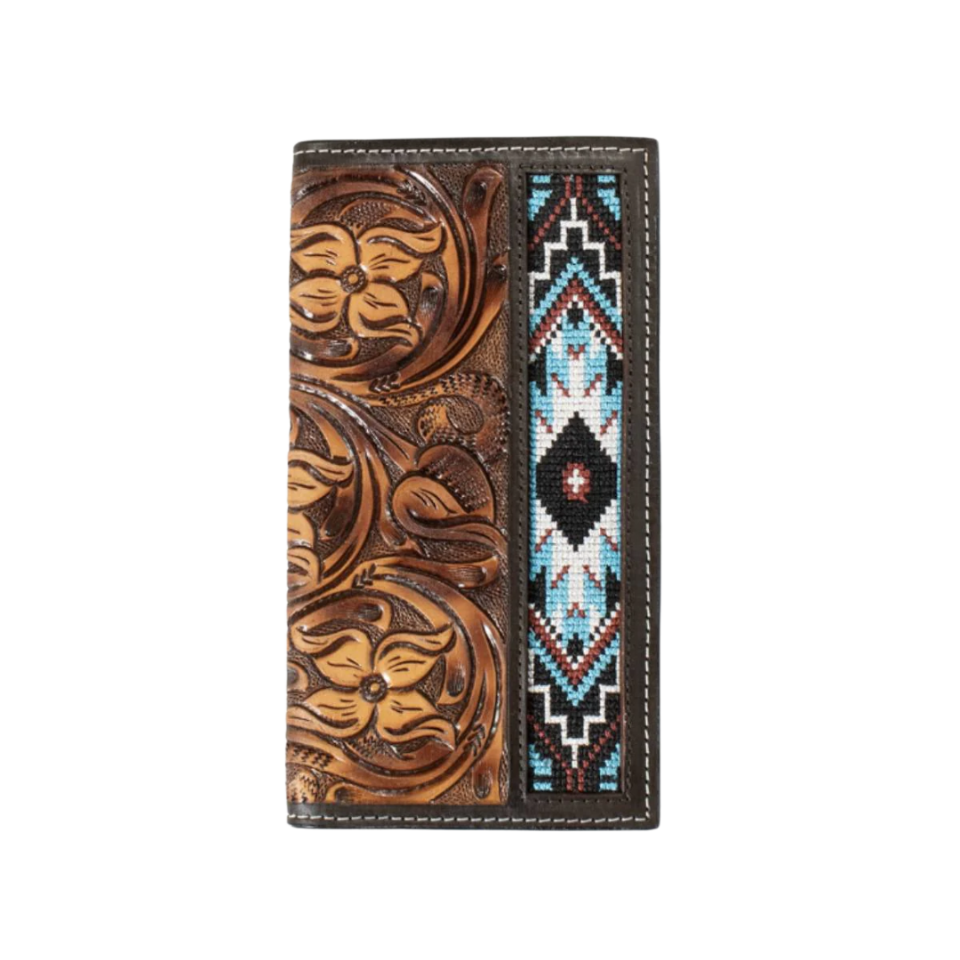 3D Men's Rodeo Hand Tooled Brown Wallet