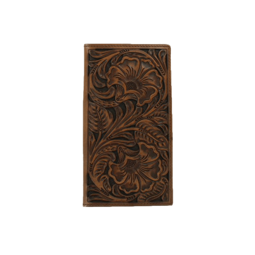 Ariat Men's Two Tone Floral Embossed Rodeo Brown Wallet