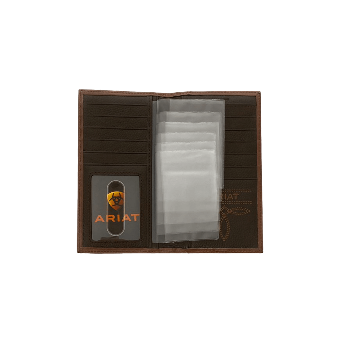 Ariat Men's Two Tone Floral Embossed Rodeo Brown Wallet