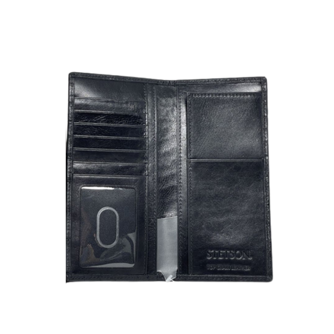 Stetson Men's Crocodile Checkbook Black Wallet