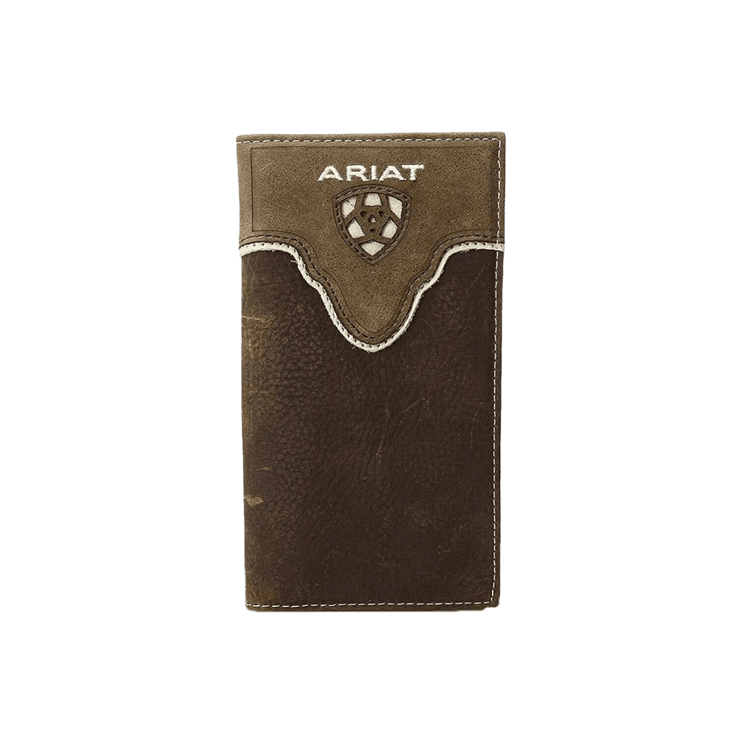 Ariat Men's Embroidered Over Logo Rodeo Brown Wallet