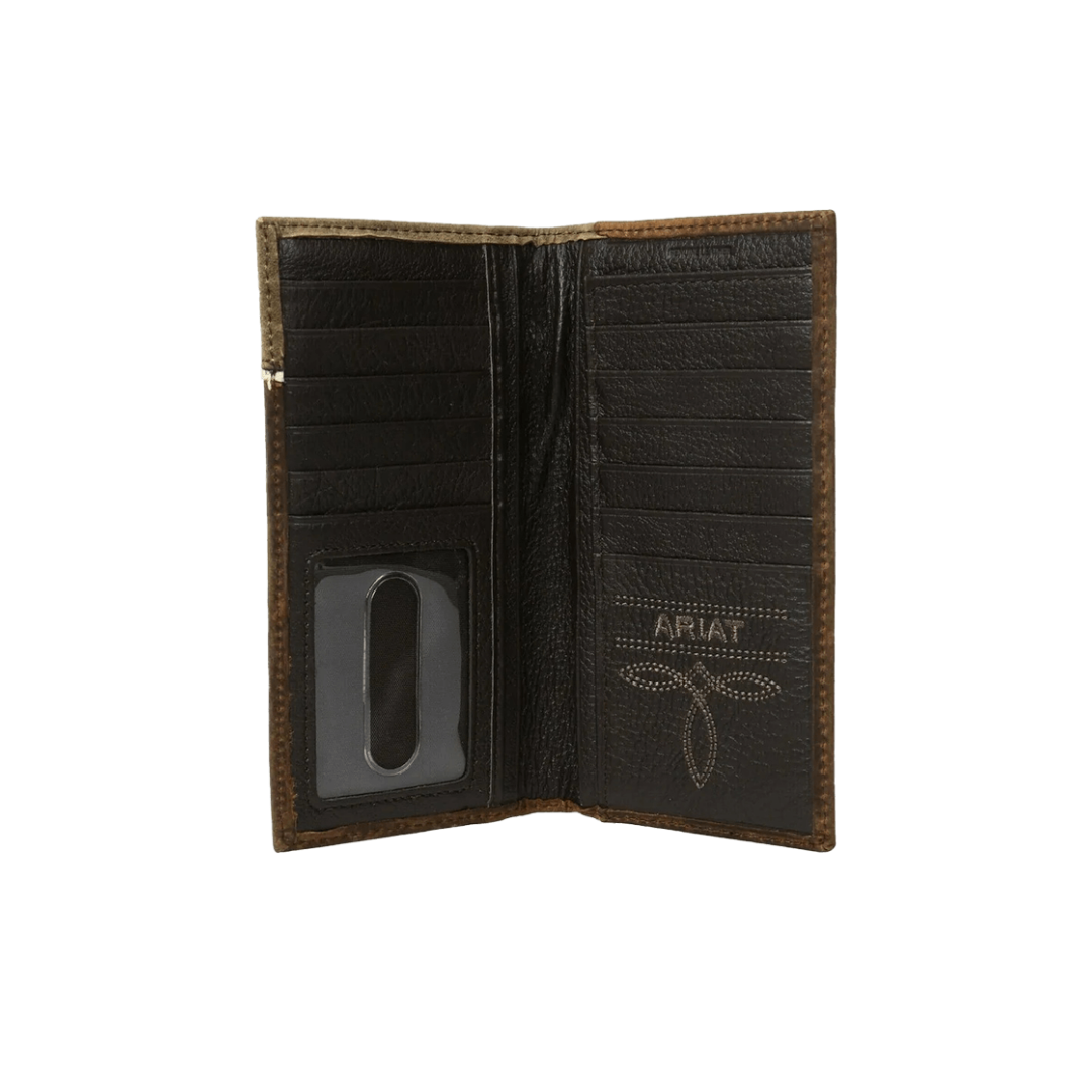 Ariat Men's Embroidered Over Logo Rodeo Brown Wallet