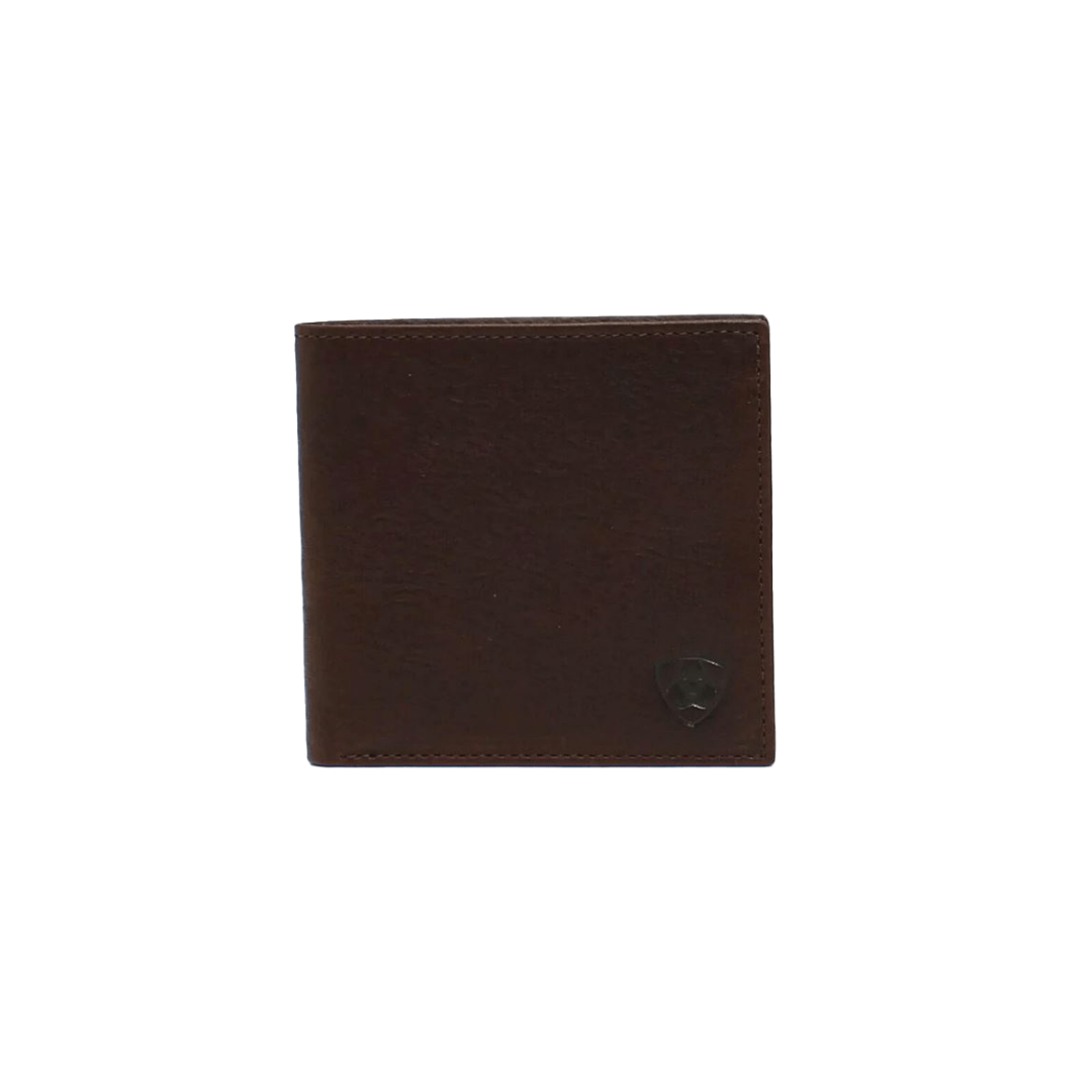 Ariat Men's Dark Copper Shield Logo Bifold Brown Wallet