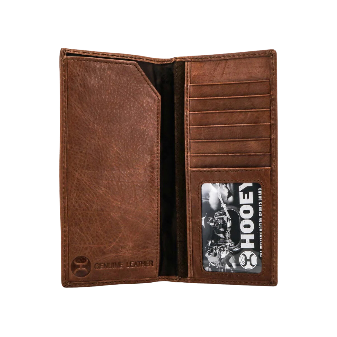 Hooey Men's Classic Rodeo Leather Basket Weave Brown Wallet