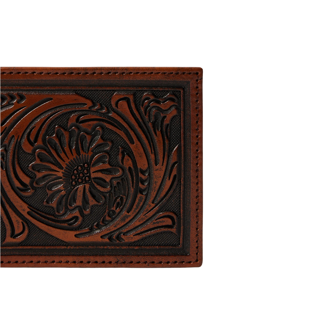 Gem Dandy Men's Tooled Bi Fold Brown Wallet