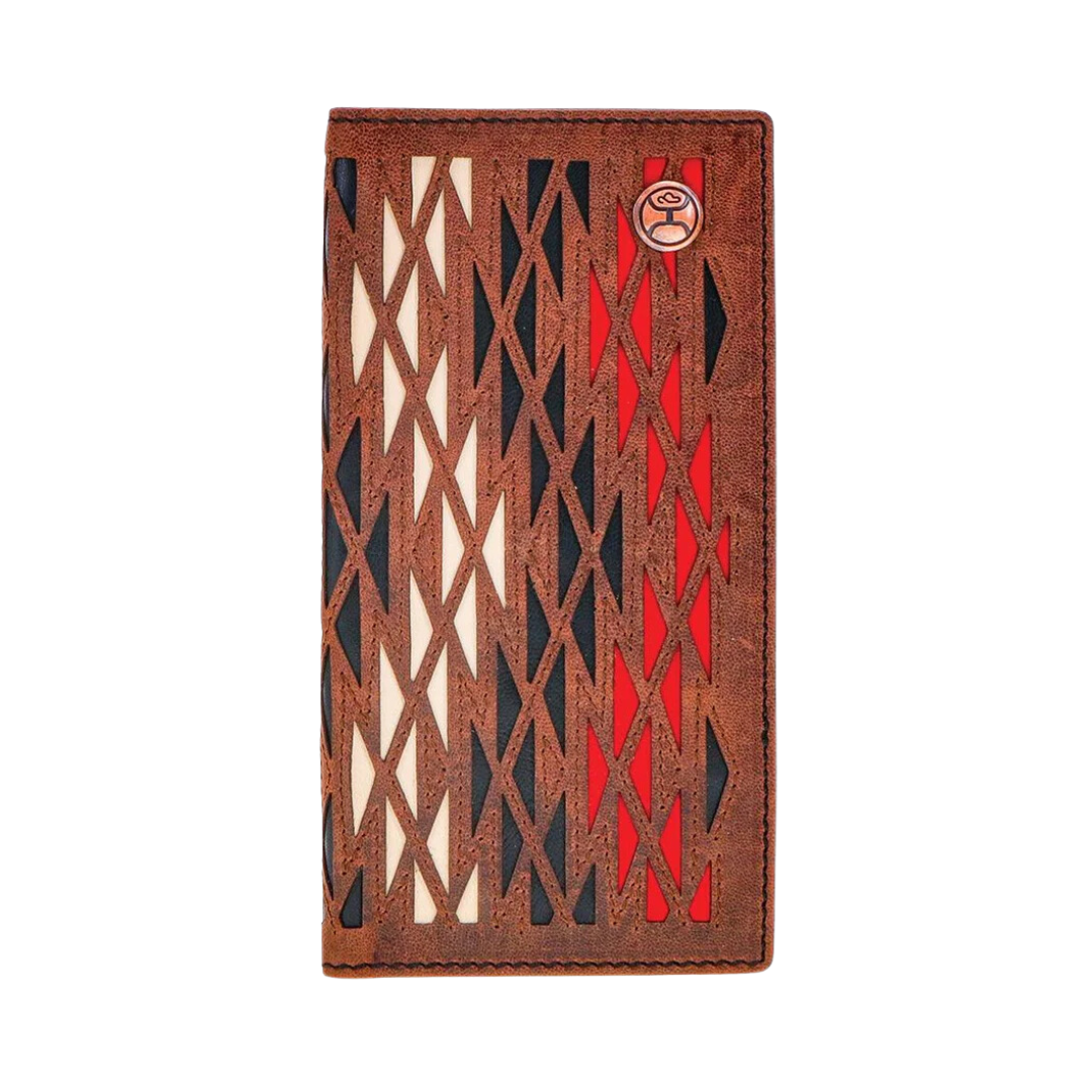 Hooey Men's Chapawee Rodeo Aztec Print Ivory Red Wallet