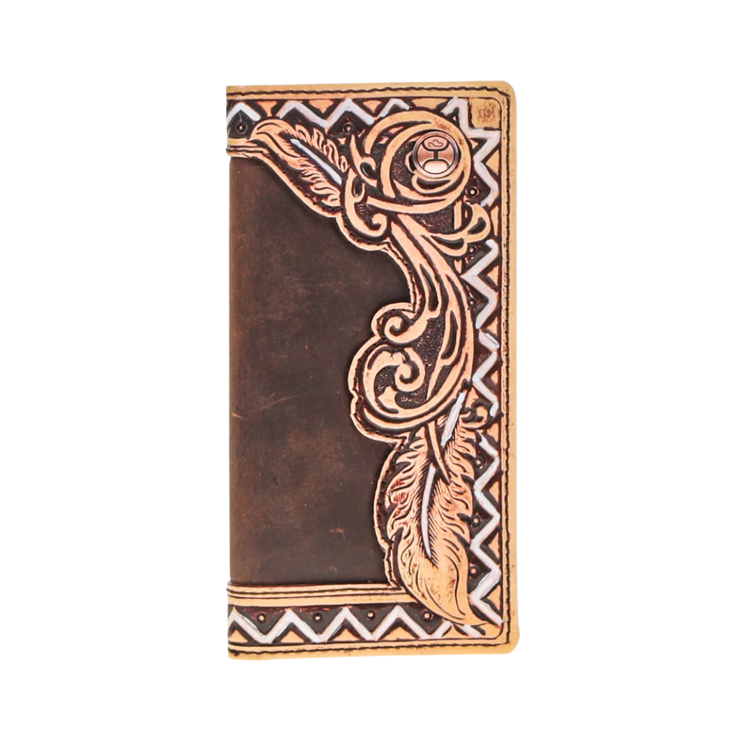 Hooey Men's Rodeo War Paint Hand Tooled Aztec Brown Tan Wallet