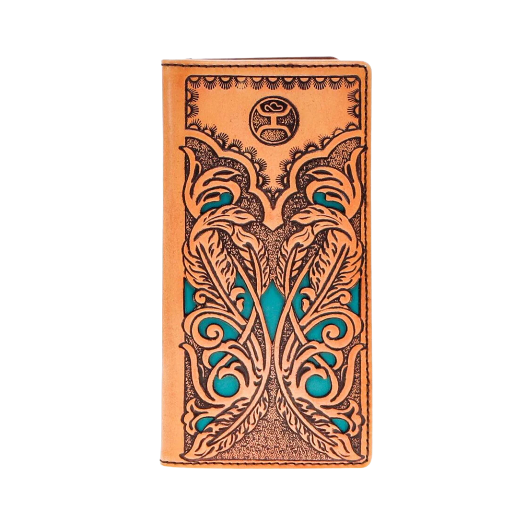 Hooey Men's Phoenix Rodeo Leather Tan Turquoise Wallet