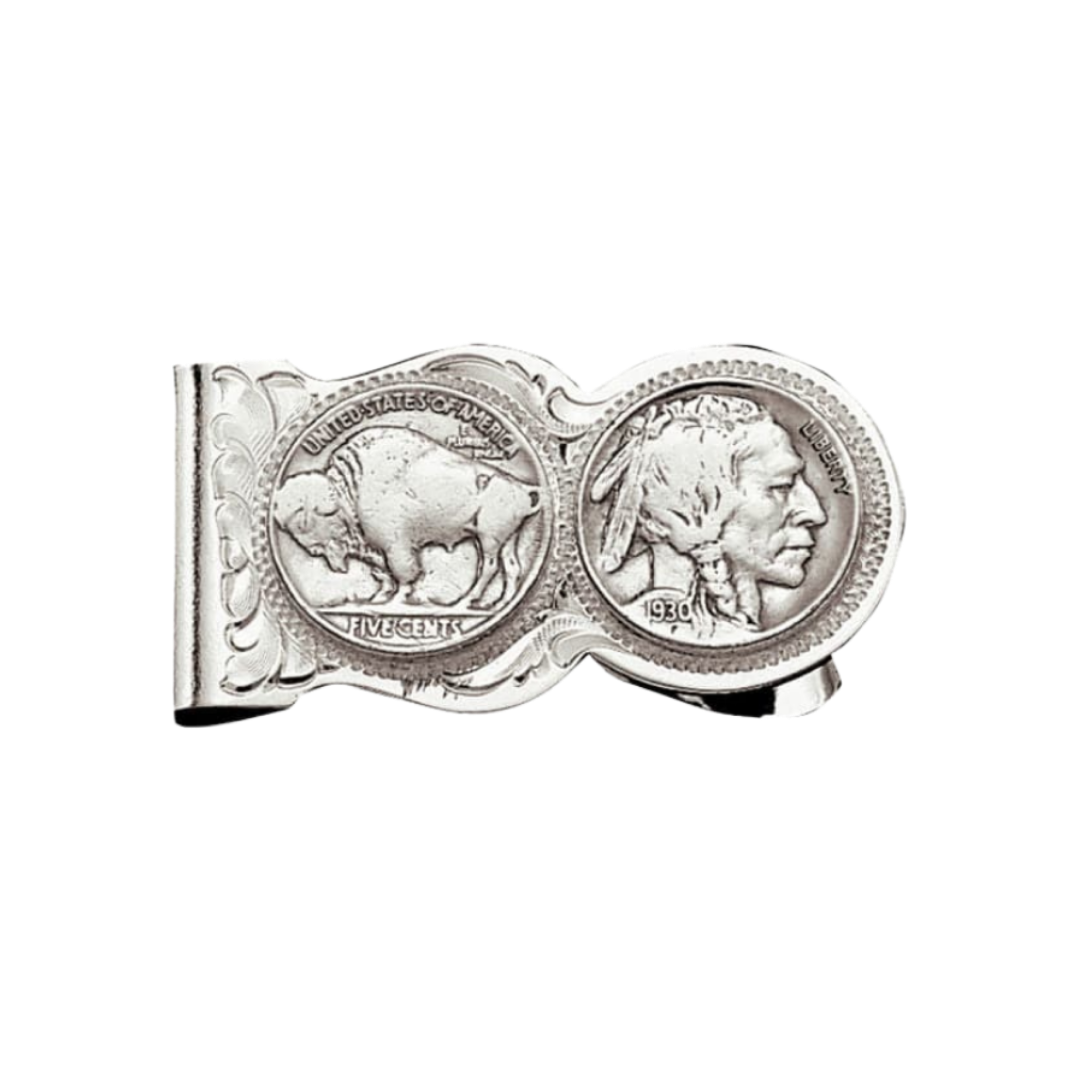 Montana Silversmiths Men's Buffalo Indian Nickel Grey Money Clip