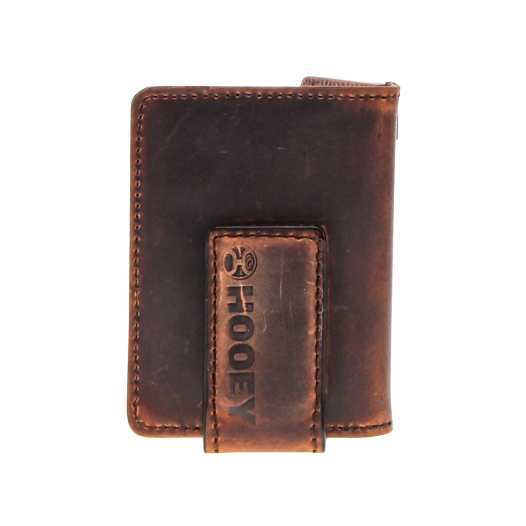 Hooey Men's War Paint Hand Tooled Aztec Bifold Brown Tan Money Clip