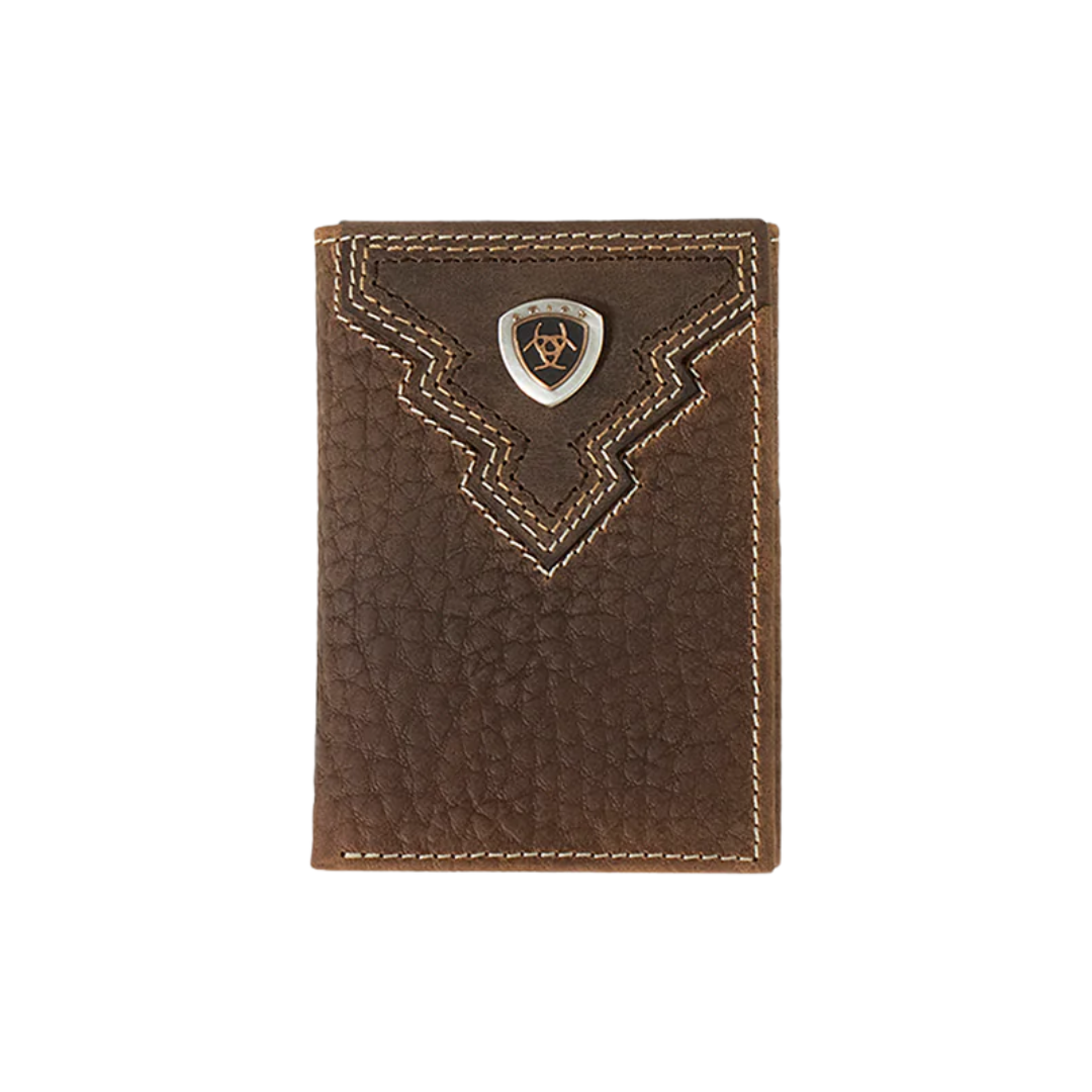 Ariat Men's Rowdy Tri Fold Brown Wallet