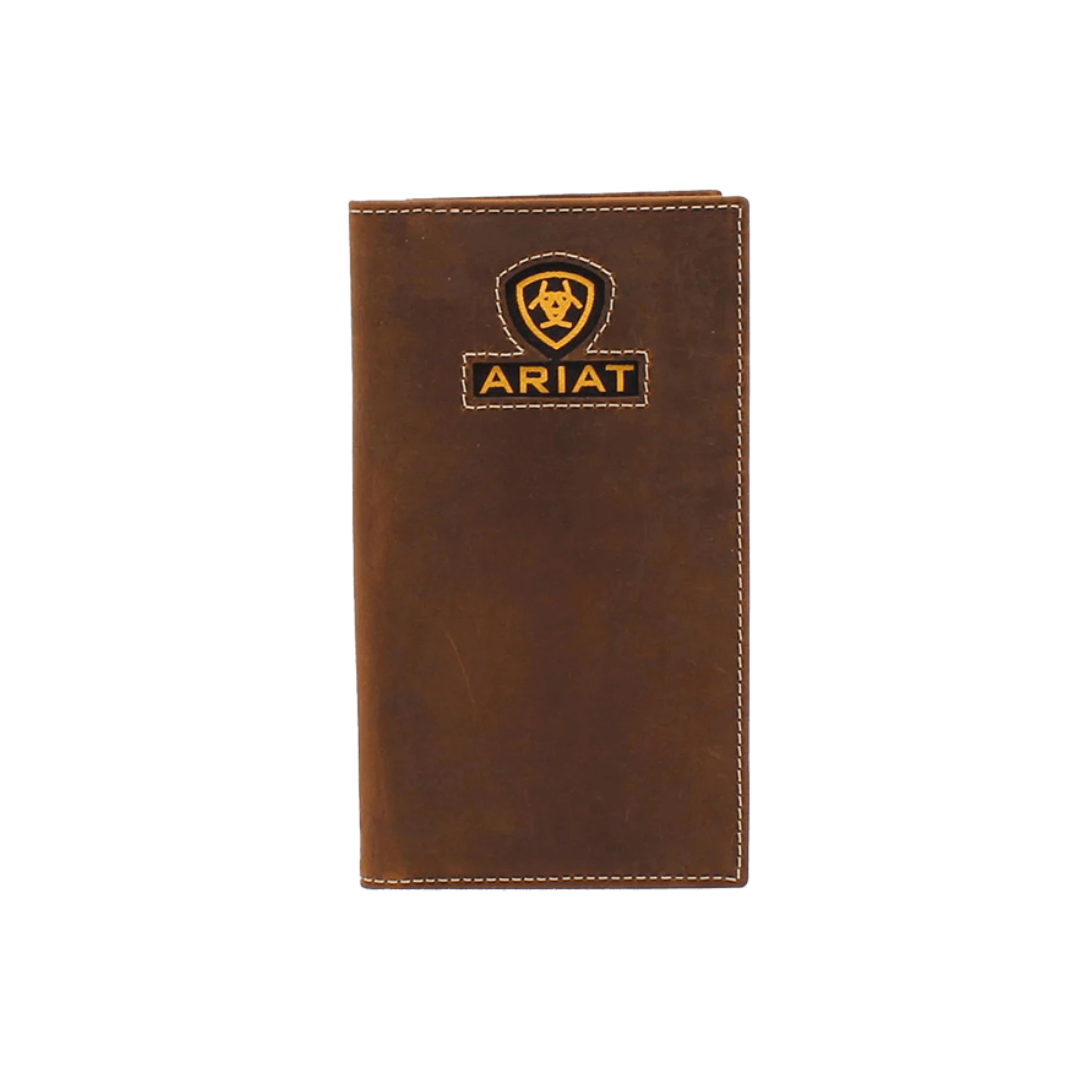 Ariat Men's Inlay Ribbon Logo Rodeo Brown Wallet