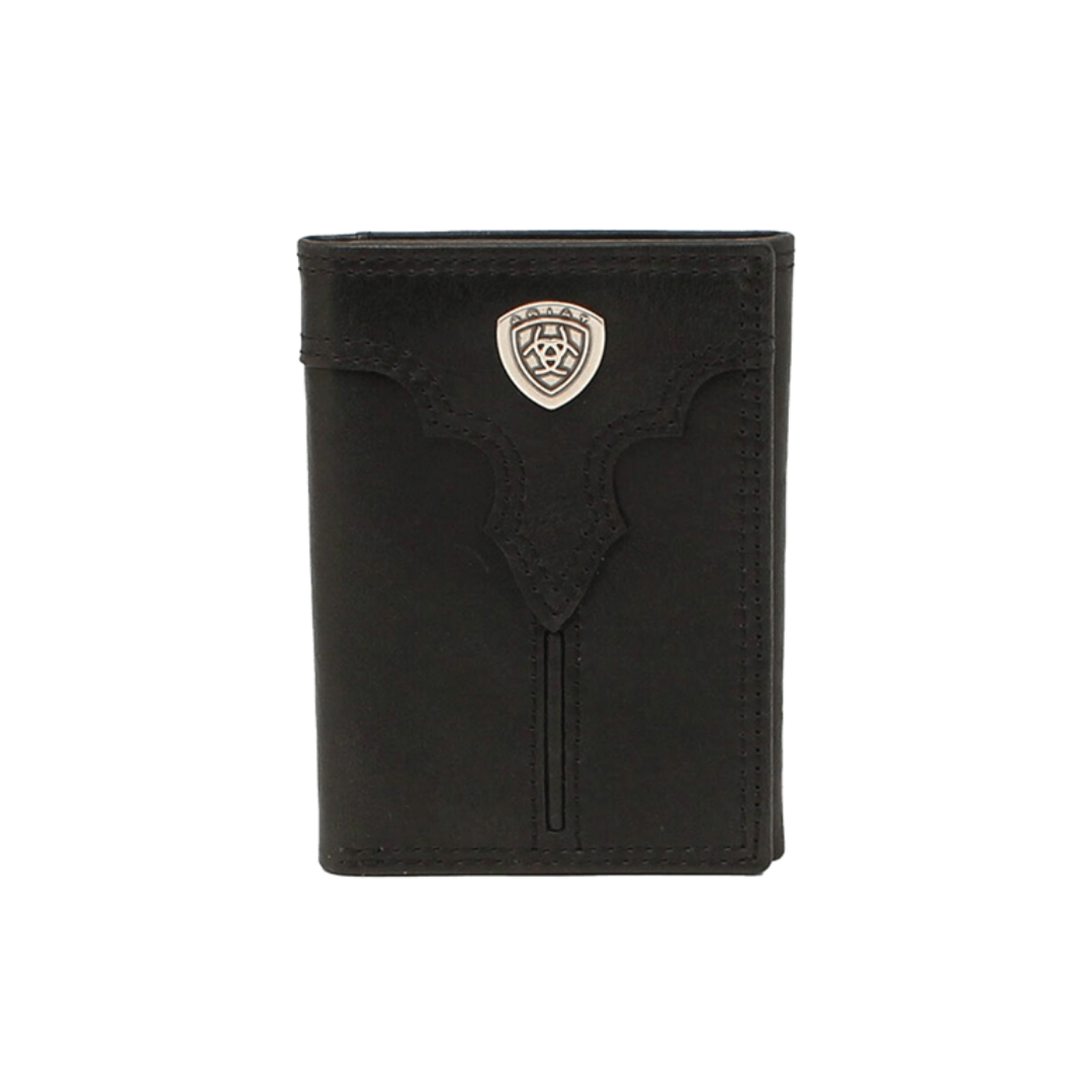 Ariat Men's Trifold Logo Black Wallet