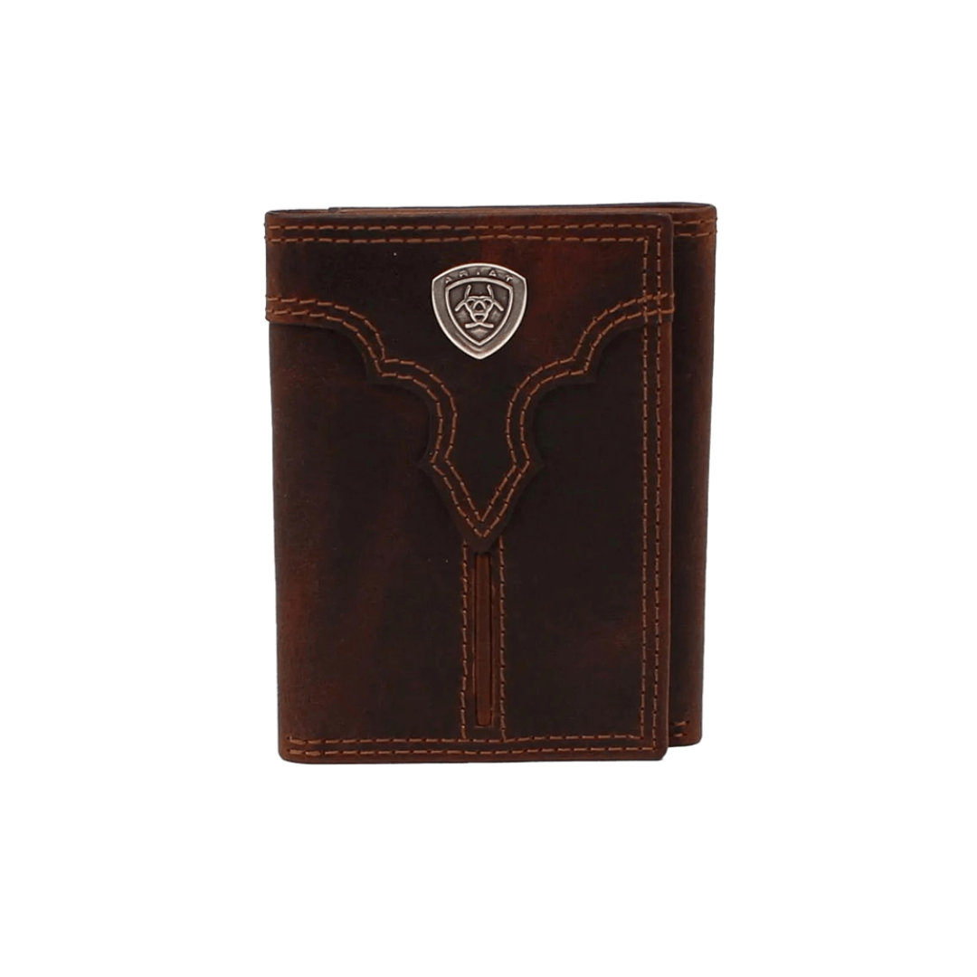 Ariat Men's Trifold Leather Brown Wallet
