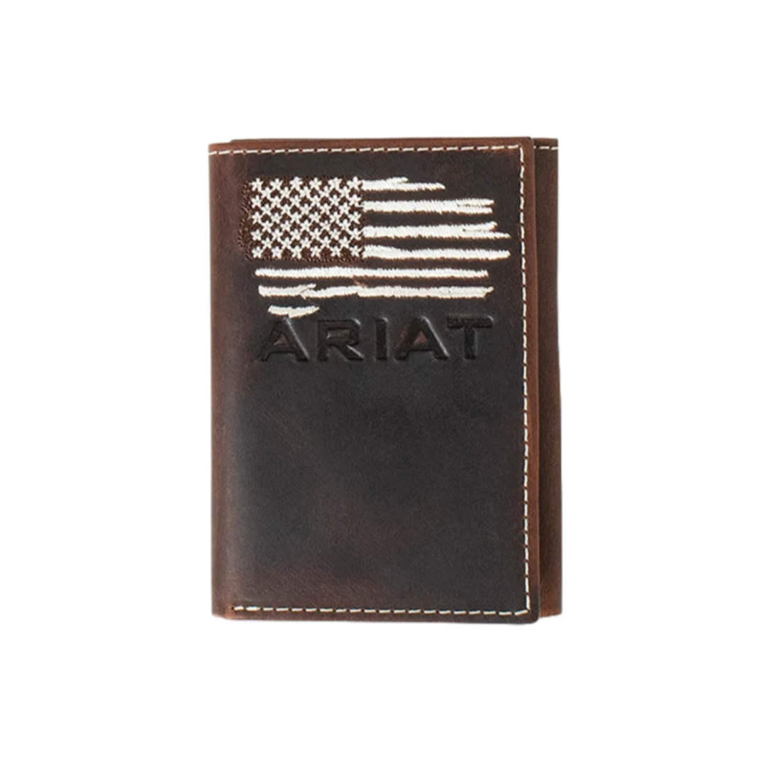 Ariat Men's Distressed American Flag Trifold Wallet
