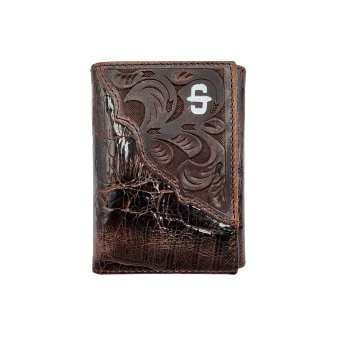 Stetson Men's Floral Embossed Brown Wallet