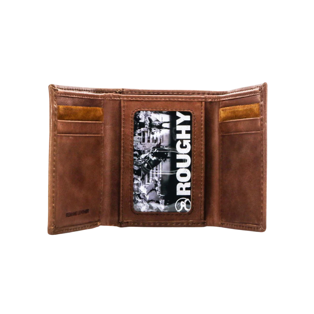 Hooey Women's Classic Roughout Leather Trifold Brown Wallet