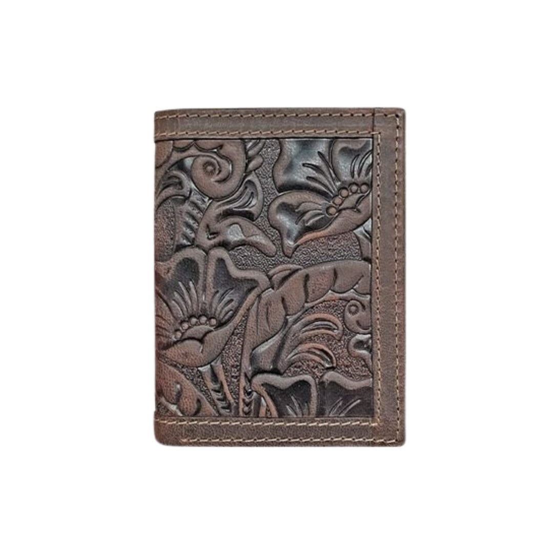 Gem Dandy Men's Wrangler Texas Rose Tri Brown Wallet