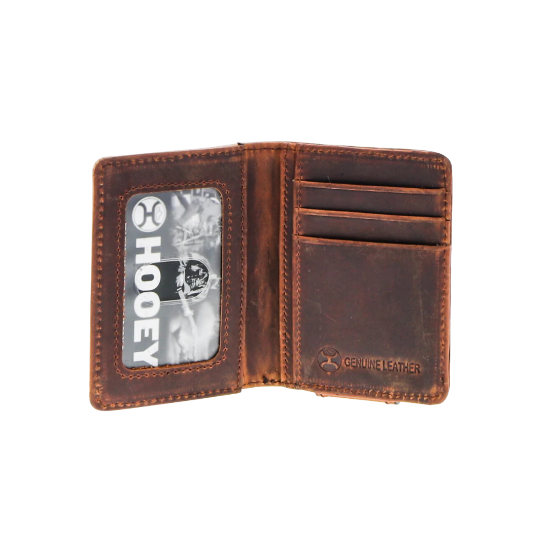 Hooey Men's War Paint Hand Tooled Aztec Bifold Brown Tan Money Clip