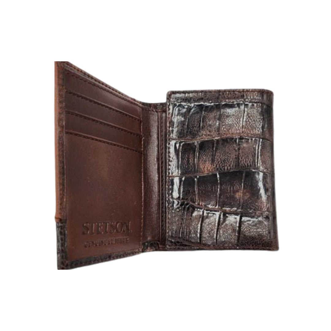 Stetson Men's Floral Embossed Brown Wallet