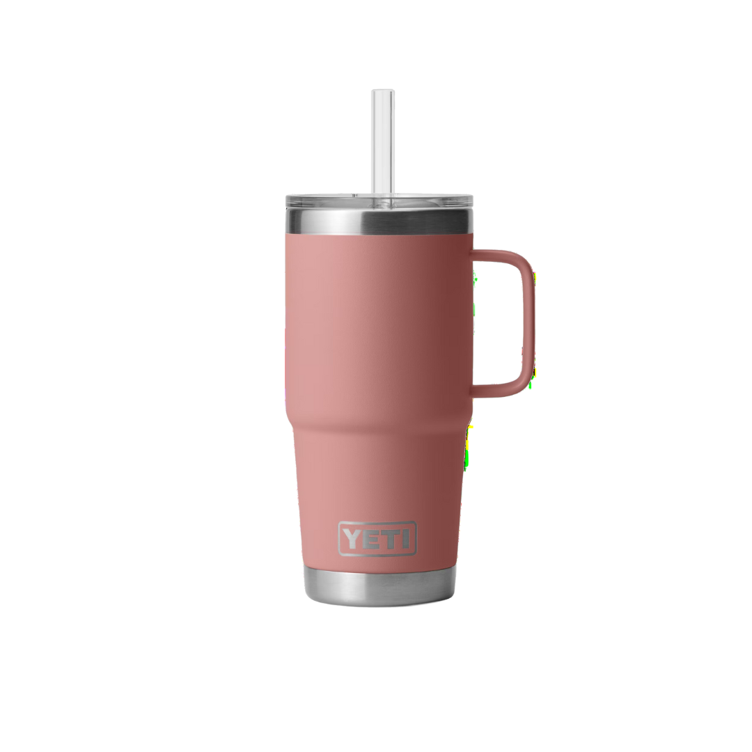 Yeti Rambler 25oz Standstone Pink Straw Mug