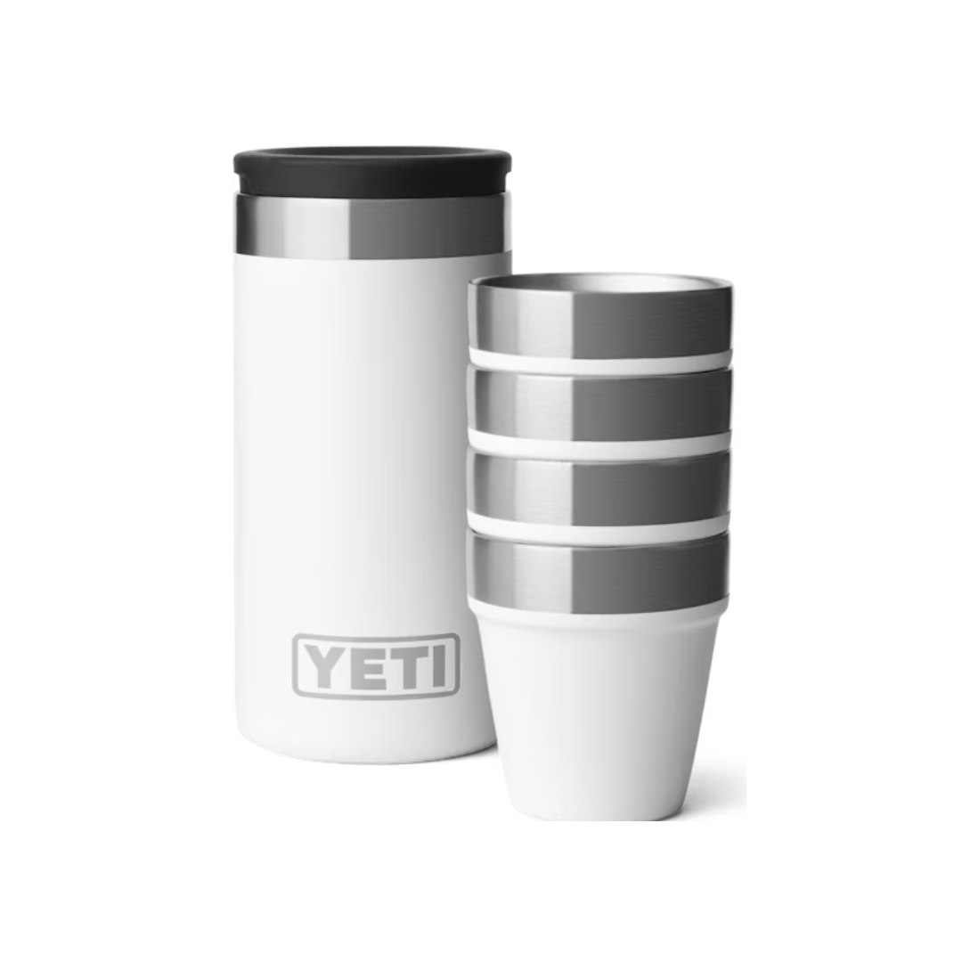 Yeti White Shot Glasses & Carrying Case | Stackable Western Style