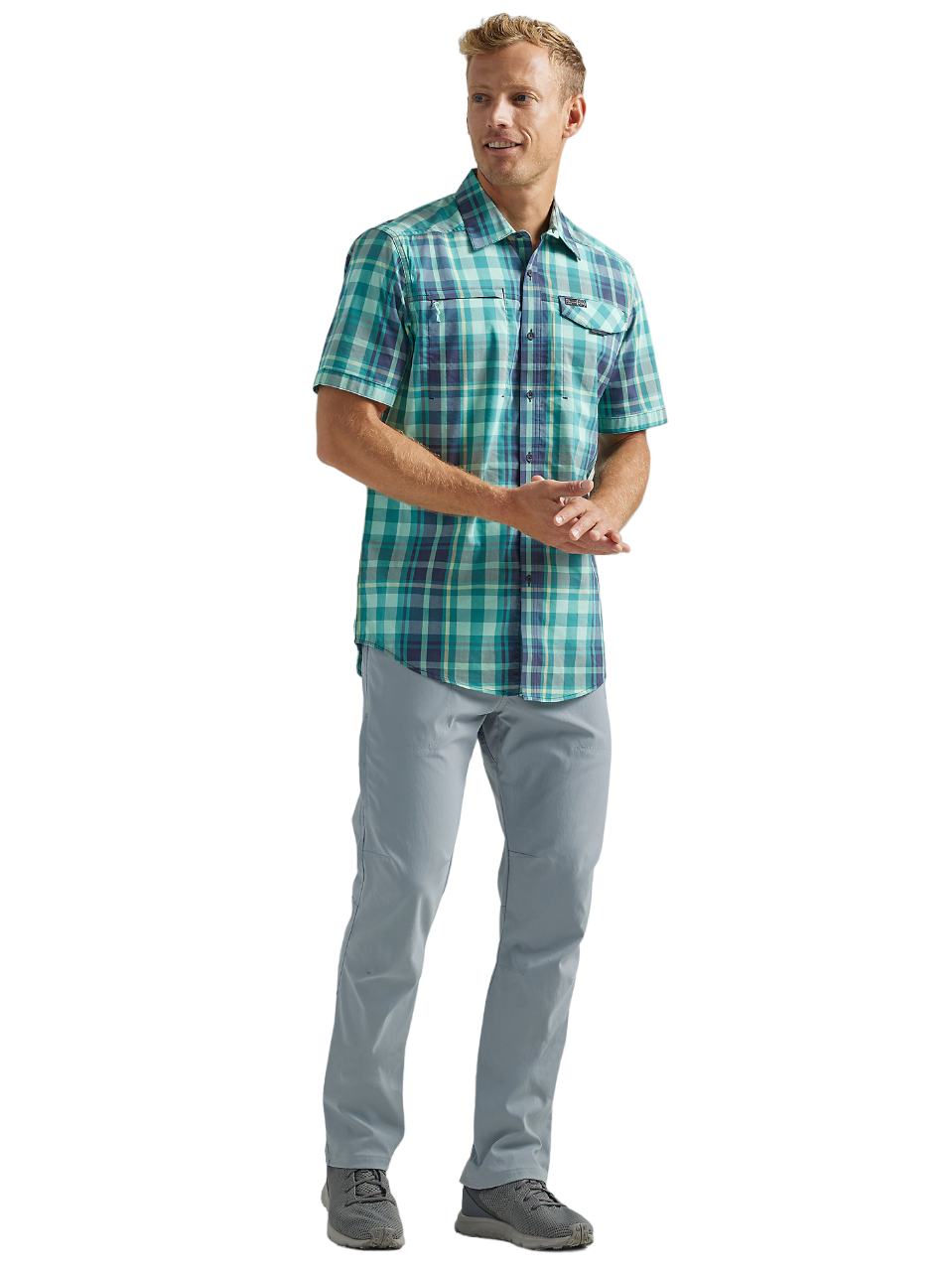 Wrangler Men's Asymetrical Zip Pocket Plaid Shirt