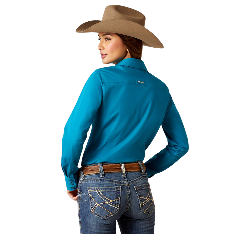 Ariat Women's Wrinkle Resist Team Kirby Turquoise Shirt