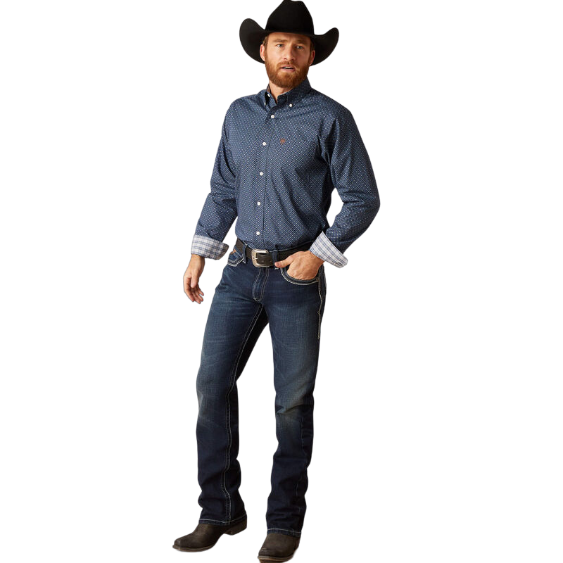 Ariat Men's Wrinkle Free Keagan Fitted Blue Shirt