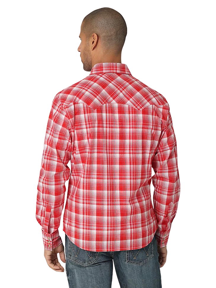 Wrangler Men's Retro Sawtooth Pocket Red Shirt - Big