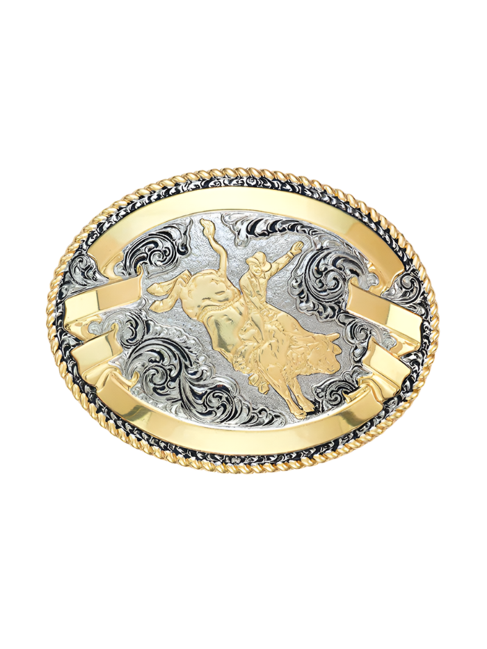 Crumrine Men's Oval Rope Engravable Rodeo Silver Buckle
