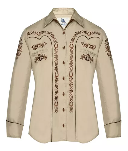 Ranger's Usa Men's Beige Charra Horseshoes Tarugos Shirt