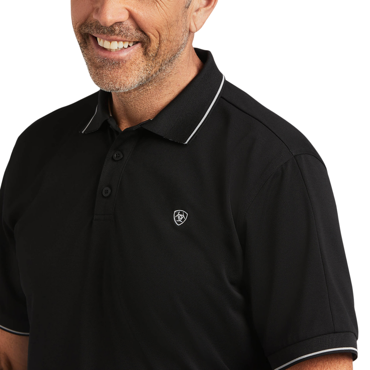 Ariat Men's Black Logo Fitted Polo