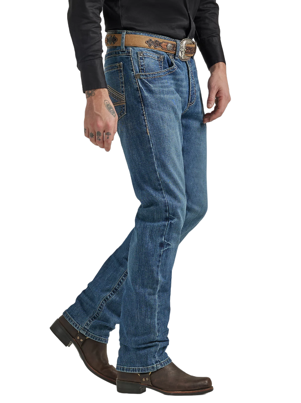 Wrangler Men's Rock 47 Slim Fit Straight Leg In Farrell Jean