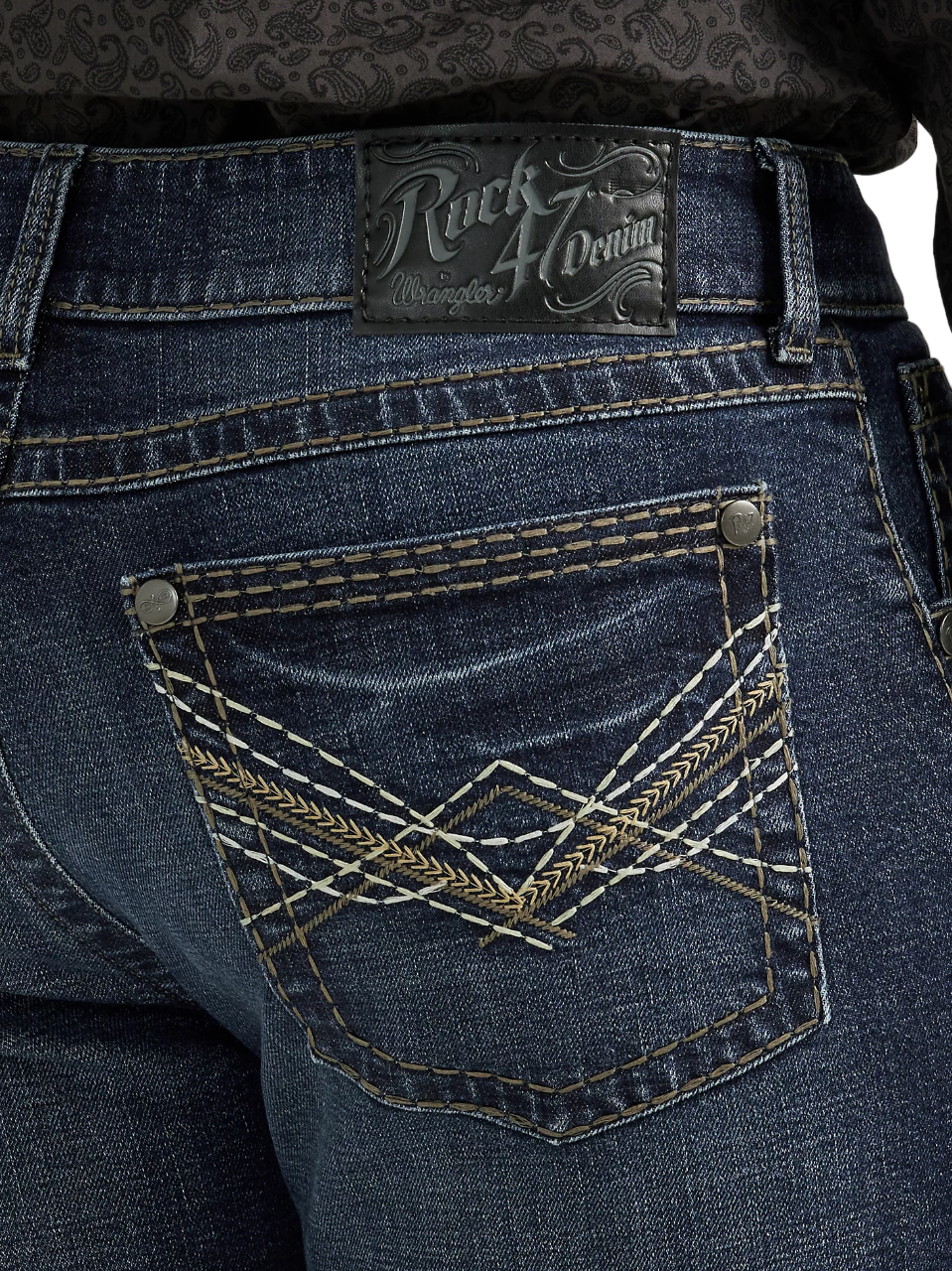 Wrangler Men's Rock 47 Slim Fit Straight Leg In Cowboy Kiss 2 Jeans