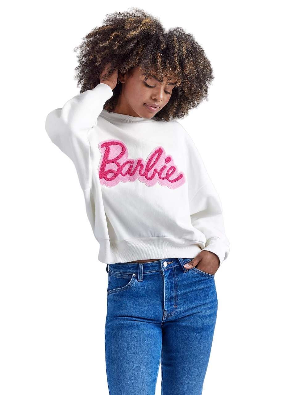 Wrangler Women's Barbie Relaxed Logo In Worn White Sweatshirt