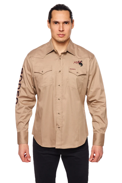 Avalon Men's Solid Rodeo Khaki Shirt