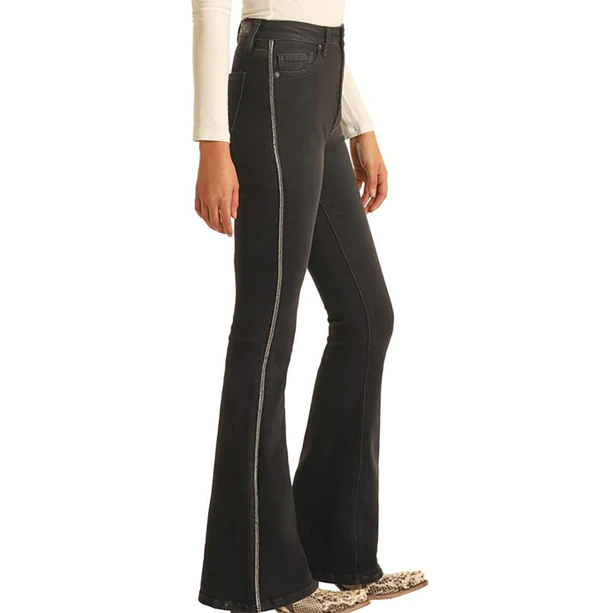 Panhandle Slim Women's Black High Rise Embellished Flare Jeans