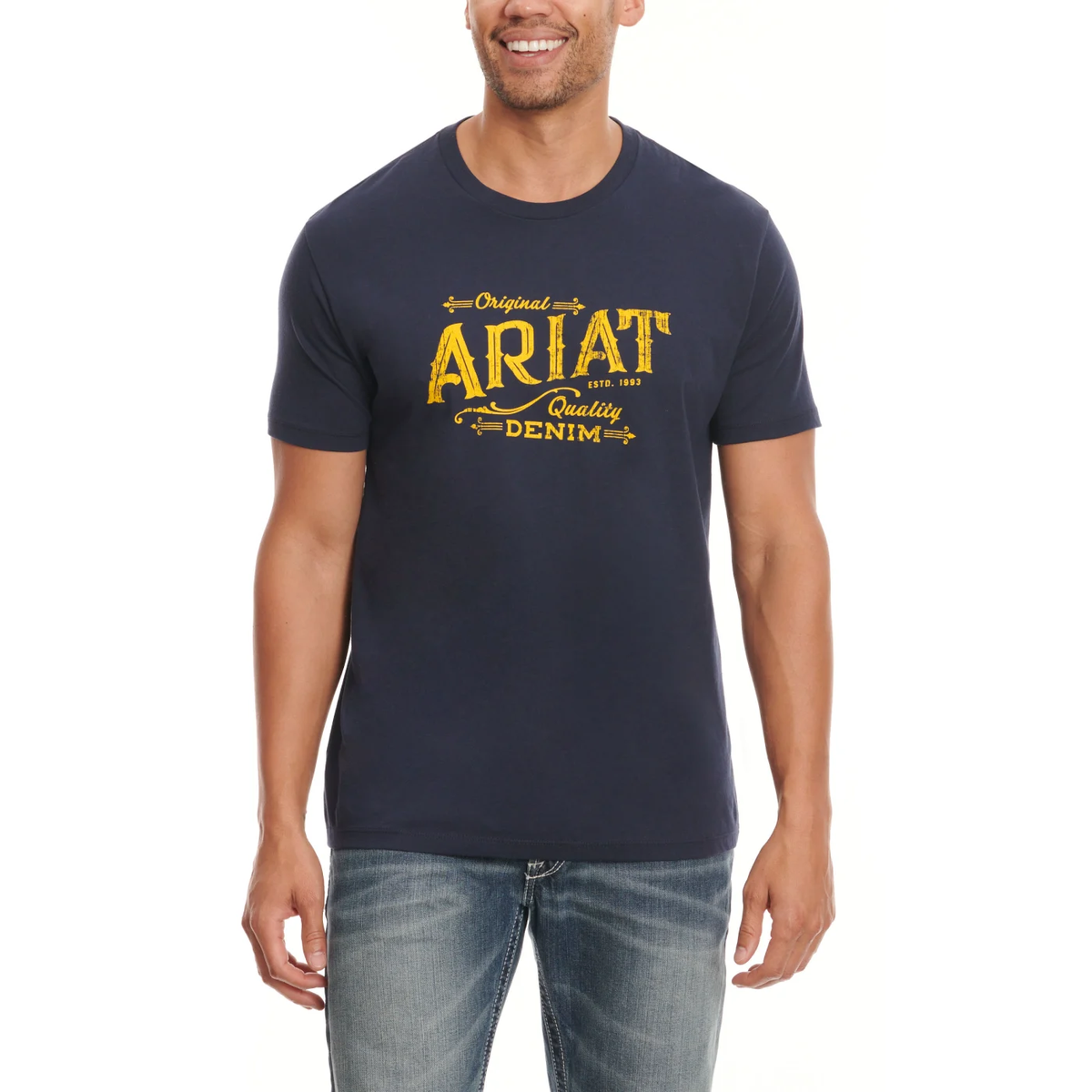 Ariat Men's Midnight Navy & Yellow Logo Graphic Short Sleeve T-Shirt