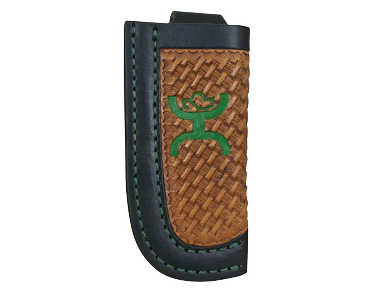 Hooey Western Signature Leather Brown Green Knife Sheath