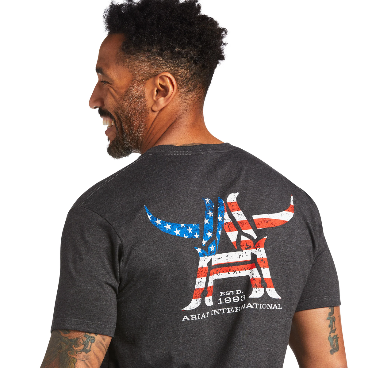 Ariat Men's Longhorn Short Sleeve Charcoal Heather T-Shirt