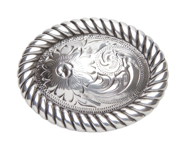 M&F Unisex Oval Engraved Concho Grey Scarf Slide