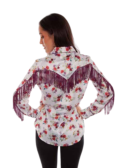 Scully Leathers Women's Satin Floral Shirt